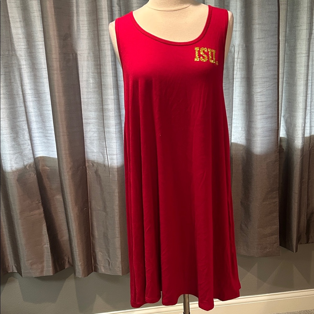 Chic Red Sleeveless Midi Dress ISU red & Gold Iowa State University